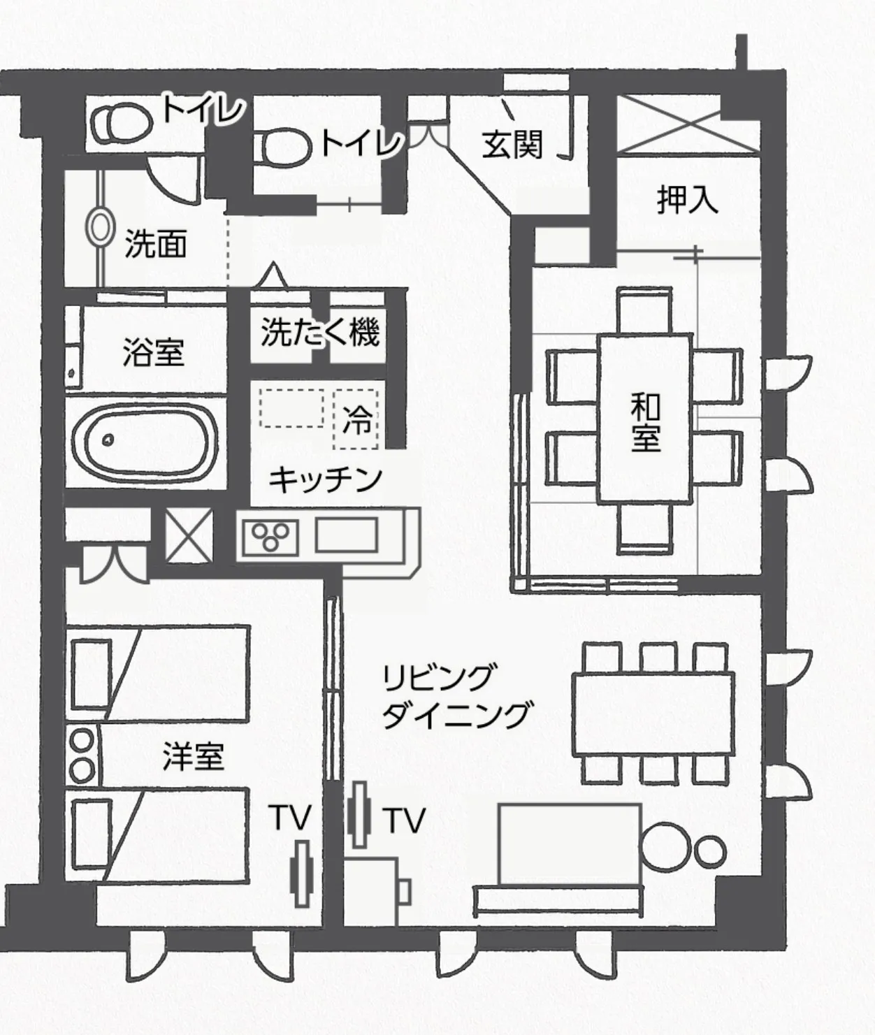 一般客室　約70 ㎡（最大6名定員､2LDK）